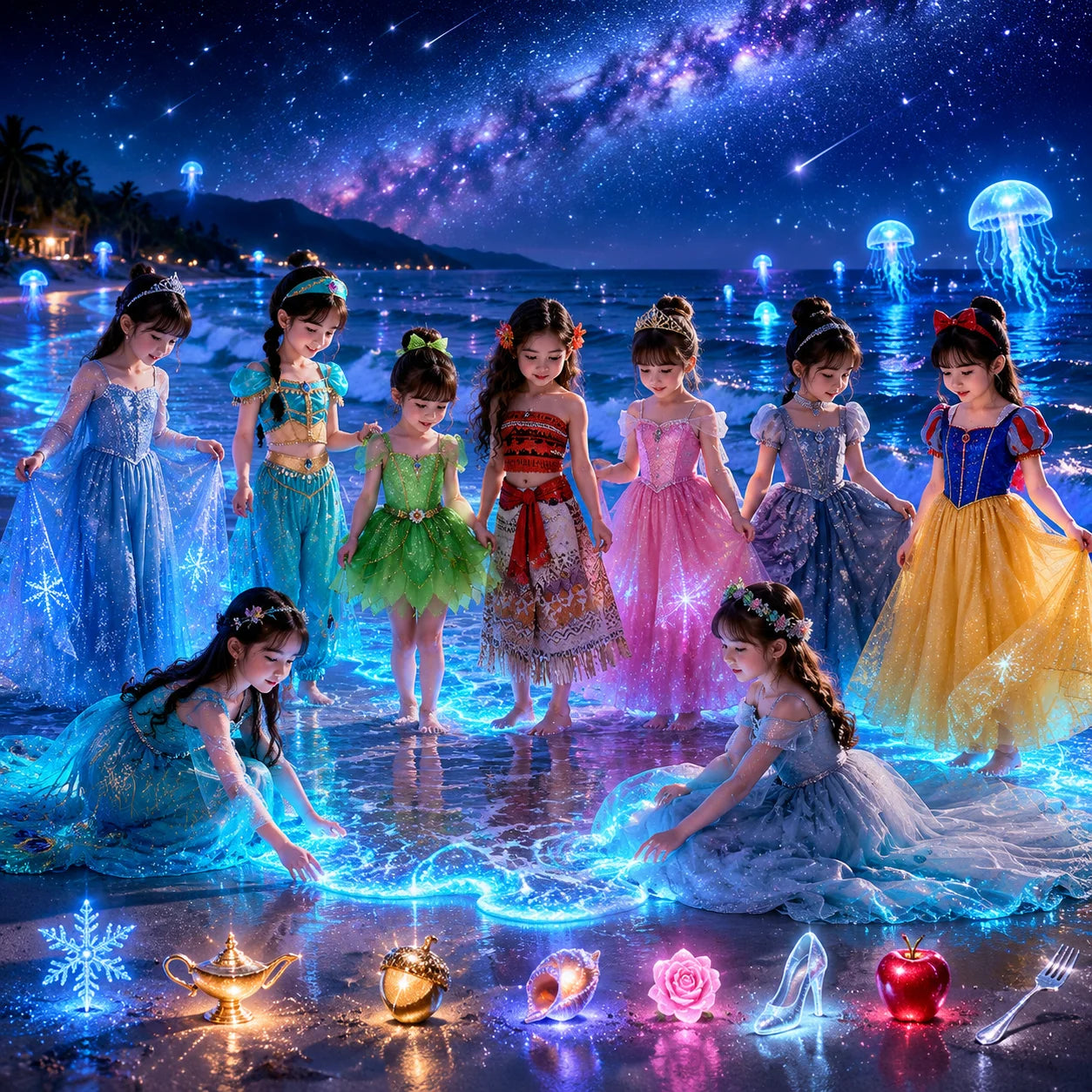 Halloween Birthday Dress Cinderella Snow White Aurora Rapunzel Princess Costume for Girls Kids 2-8Y