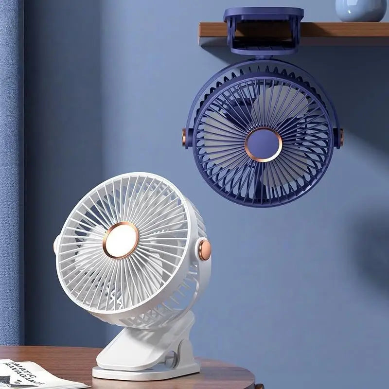 1 Set 720° Rotating Hanging Clip Fan Night Light Air Cooler USB Rechargeable Electric Fan Outdoor Camping Small Fans Ventilador