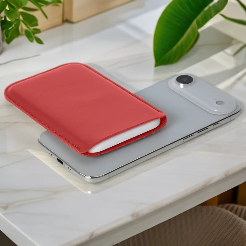 Power Bank Cover Pouch Leather Case for iPhone 17 Air Magsafe External Battery Cover PU Leather Case For iPhone 17 Air Power Ban
