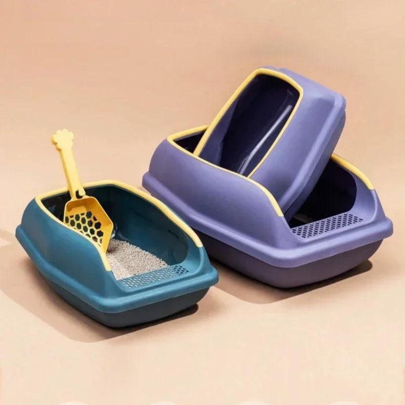 Semi Closed Plastic Sand Box Large Capacity Cat Litter Box For Cats Pet Toilet Anti Splash Cat Tray Cleaning Bath Basin Supplies