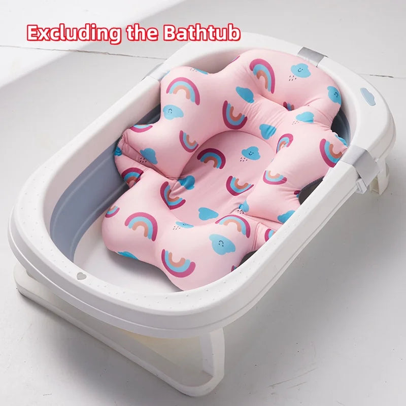 Newborn Bathtub Pad Ajustable Baby Bath Support Seat Mat Shower Cushion Foldable Baby Bath Seat Floating Security Water Pad
