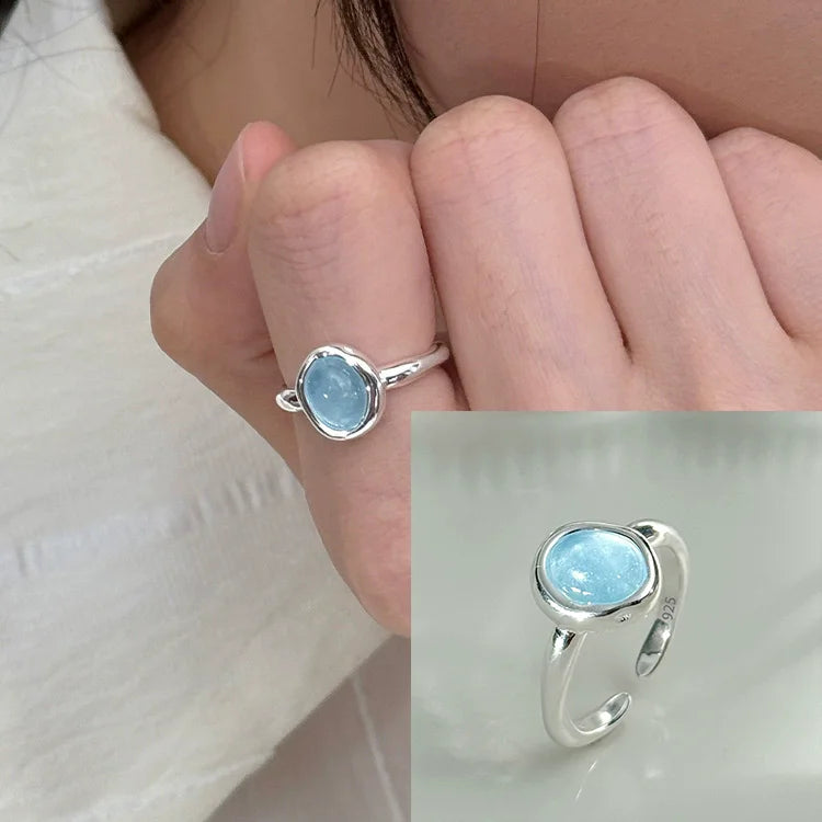 VENTFILLE 925 Sterling Silver Rings for Women Couple Blue Stone Star Jewelry  Party Birthday Gift Dropshipping Wholesale