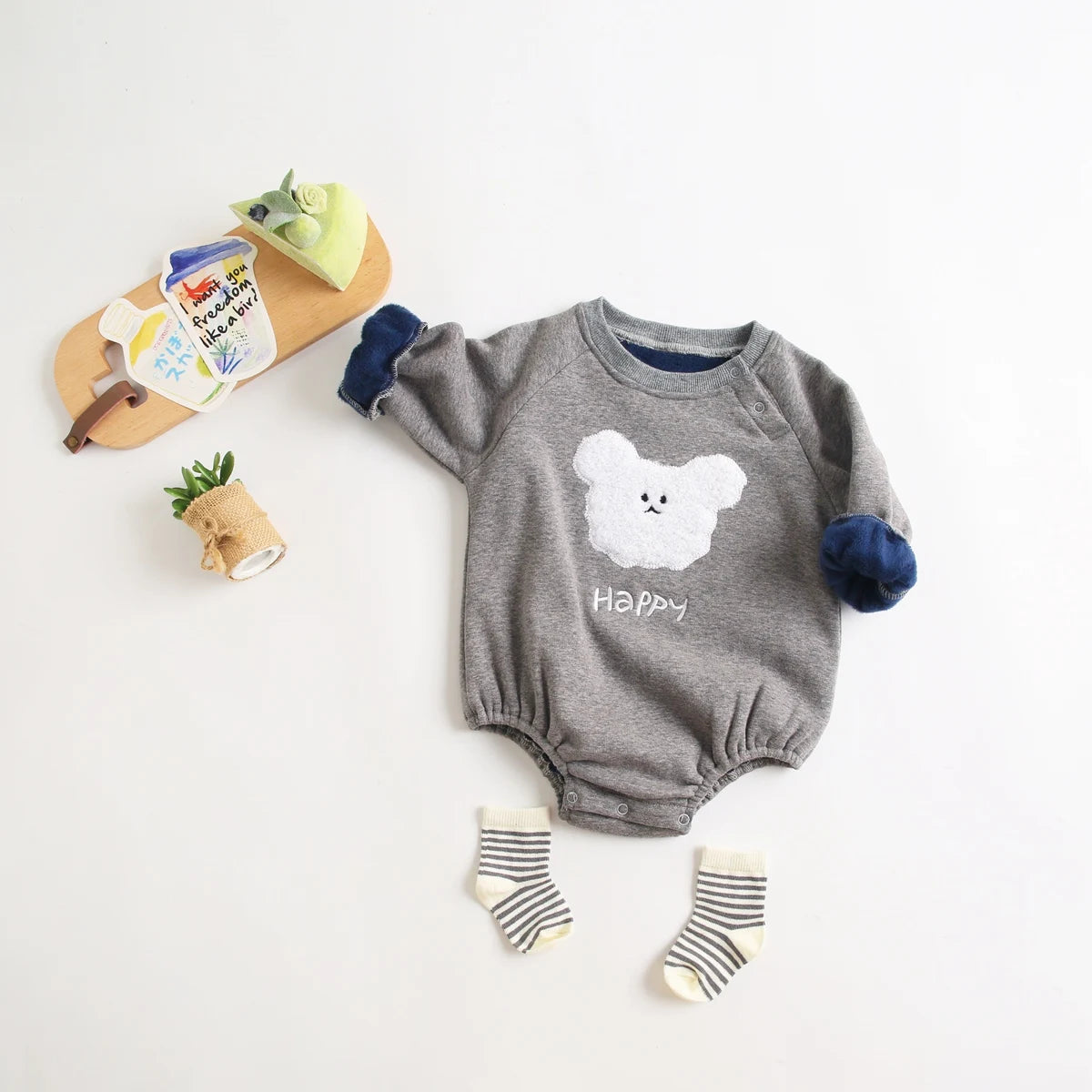 Sanlutoz Winter Autumn Unisex Baby Boys Girls Bodysuits Warm Fleece Long Sleeve Toddler Clothing Onesies Cute Animal Casual