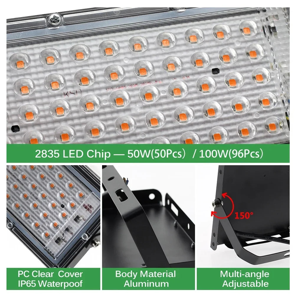 Full Spectrum LED Grow Lights 50/300W Plant Lamp Indoor Plants Phyto Lamp Greenhouse Hydroponic Plant Vegetable Growing Lamp
