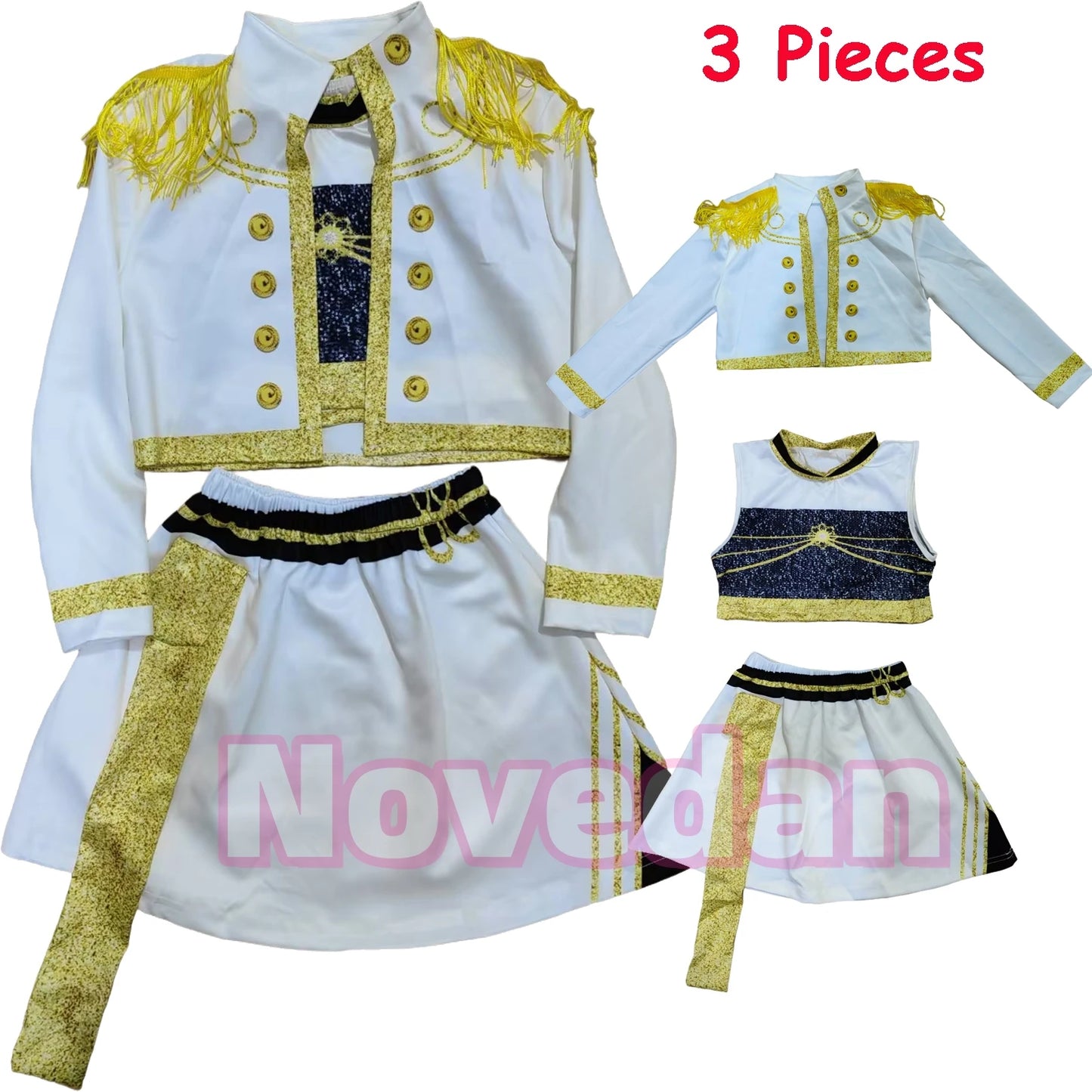 Cool Girl Cosplay Golden Costume Kids 3D Print Idol Group Singing Stage Performance Costume Child Halloween Party Clothes Suit