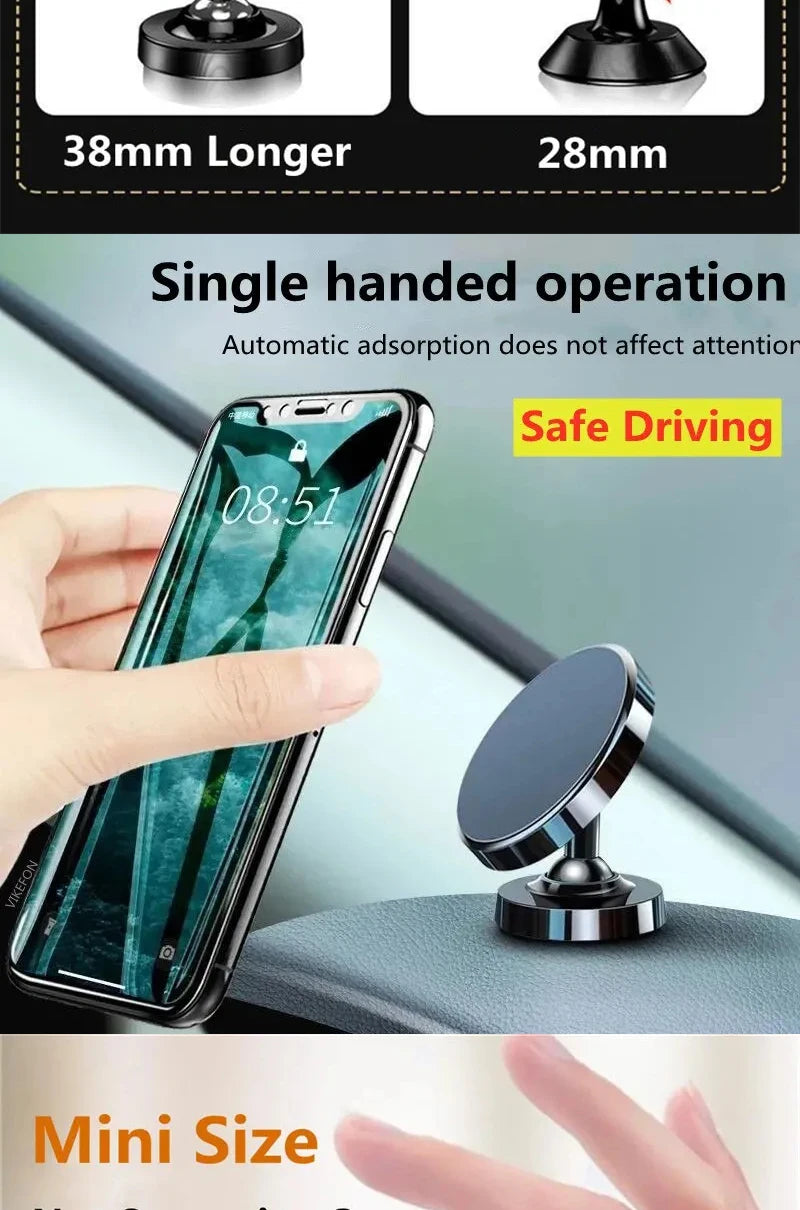 Creative Dual Axis Alloy Magnetic Car Bracket 720° Rotation Double Ball Magnetic Phone Holder for Any Model Phone