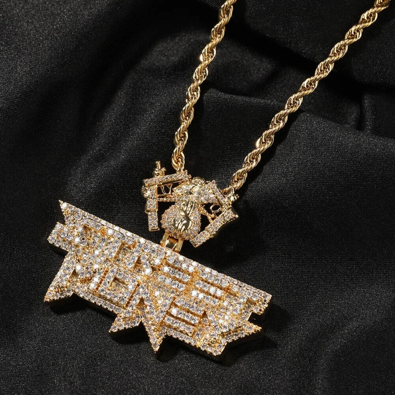Men's Jewelry, Essential for Parties New Fashionable Hip Hop Dual Gun Money Letter Pendant Necklace