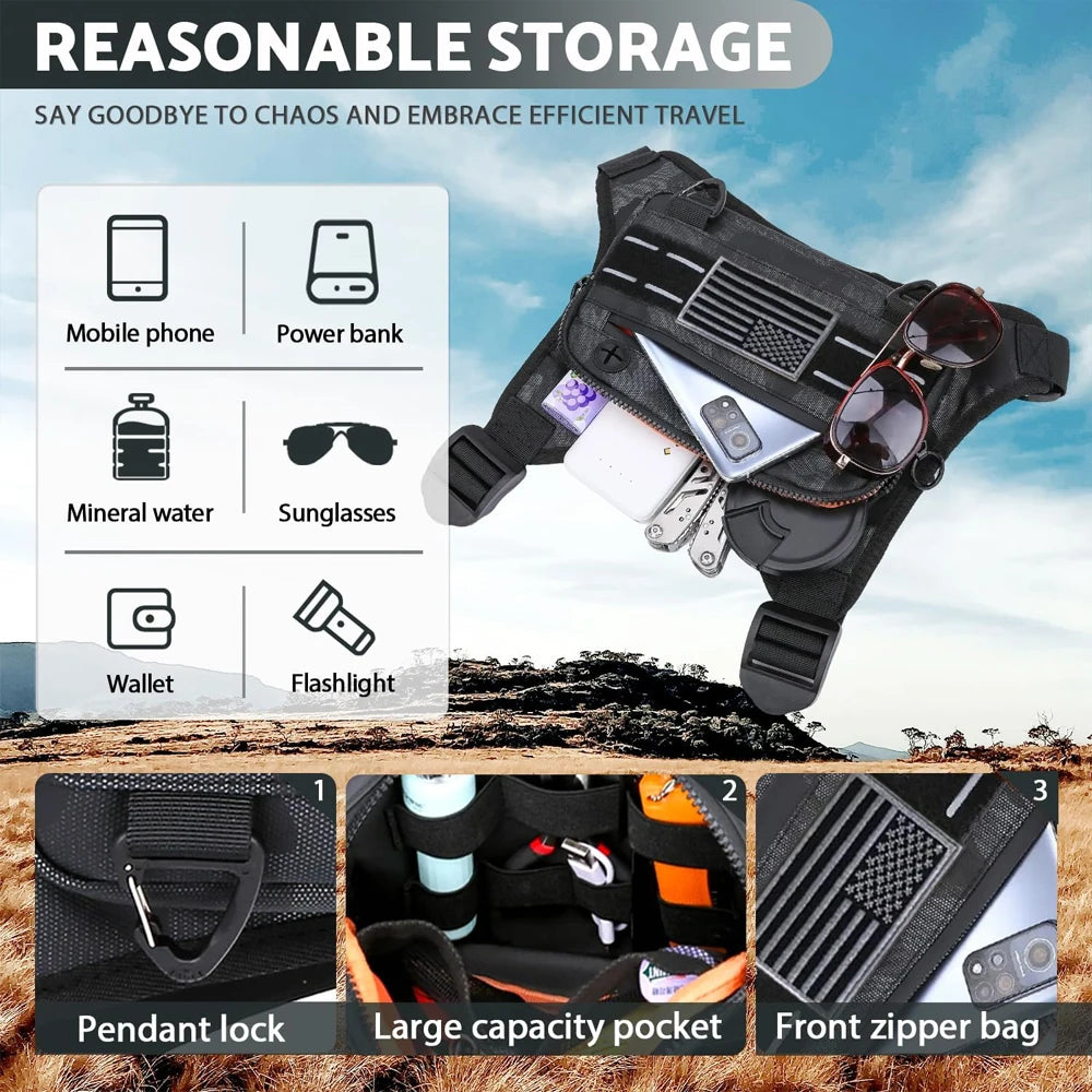 Outdoor Running Cycling Chest Bag Water-Resistant Lightweight With Phone Pouch For Fitness Commute Multi-Scene Men Women