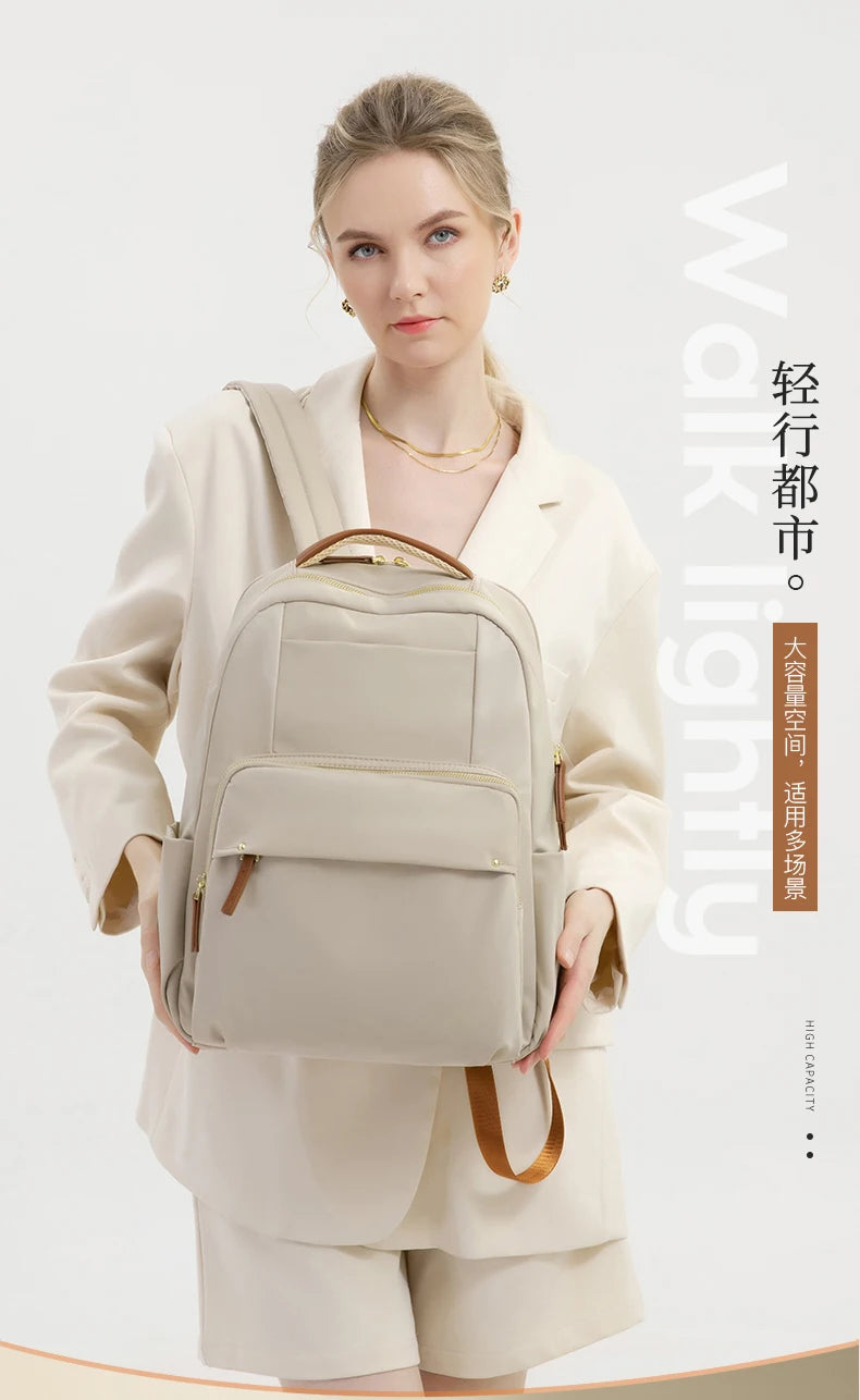 Luxury Laptop Backpacks for Women 15.6" Size Notebook Bag Large Cabin Space Business Travelbag Ladies Bookbags Big Zipper Pocket