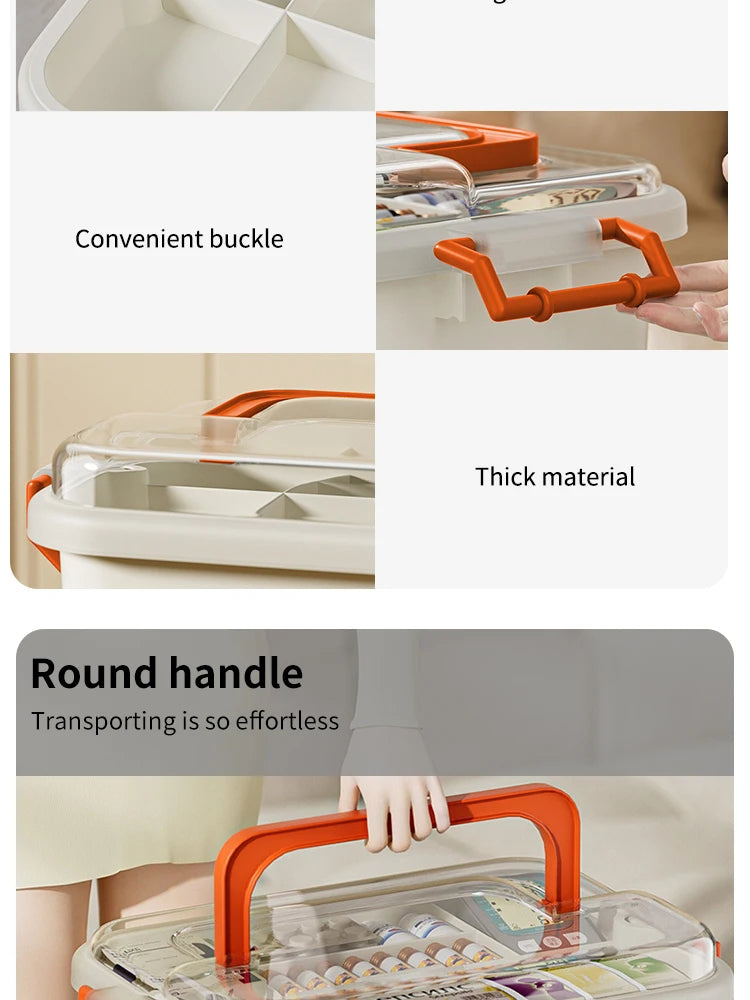 Large Capacity Medicine Box Portable Home First Aid Medical Kit Family Emergency Medicine Box with Multi-layer Drug Storage Case