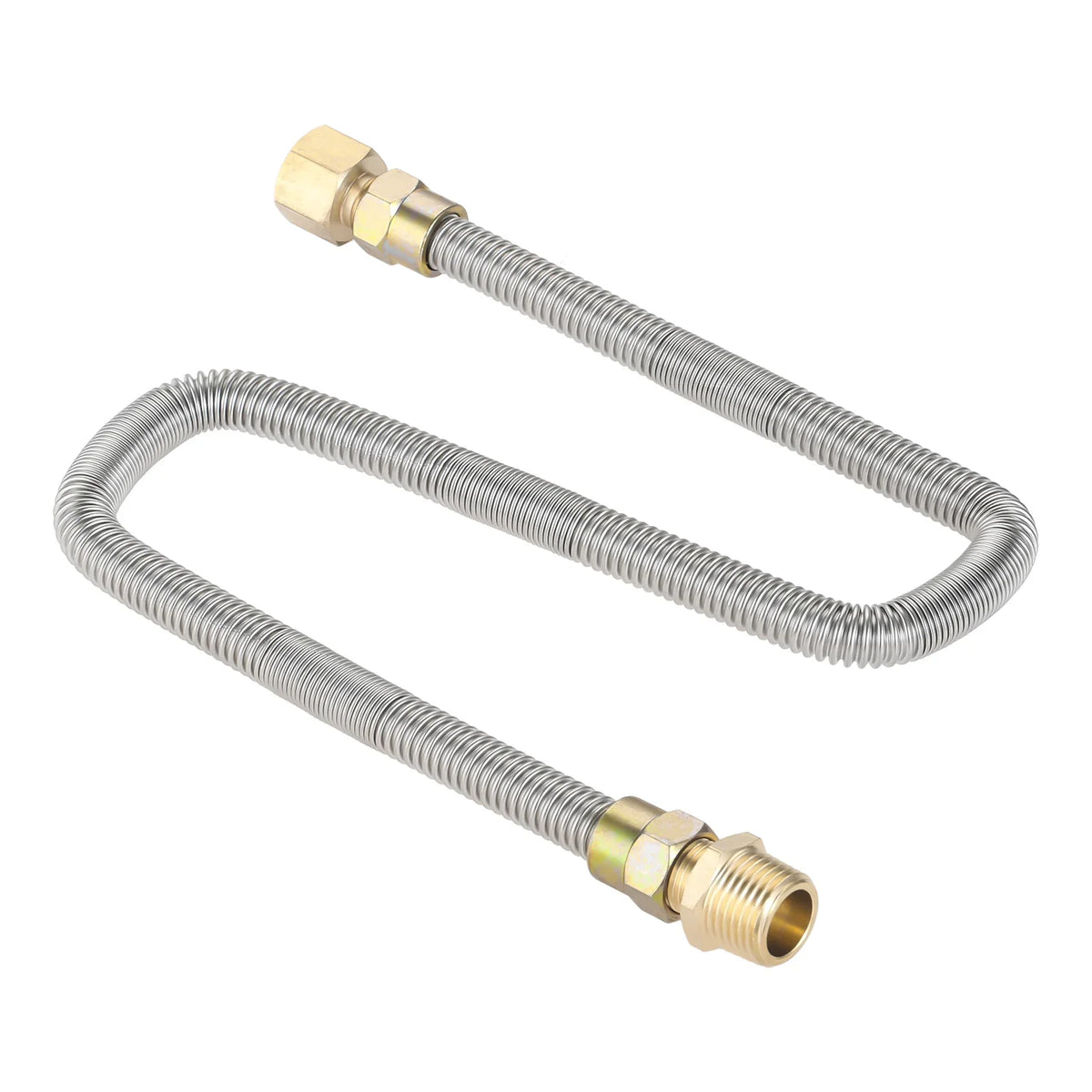 1pc Propane Fire Pit Corrugated Hose Tube Stainless Steel 24" Corrugated Pipe +Adapters 1/2" NPT Male/Female Strove 3/8" Connect