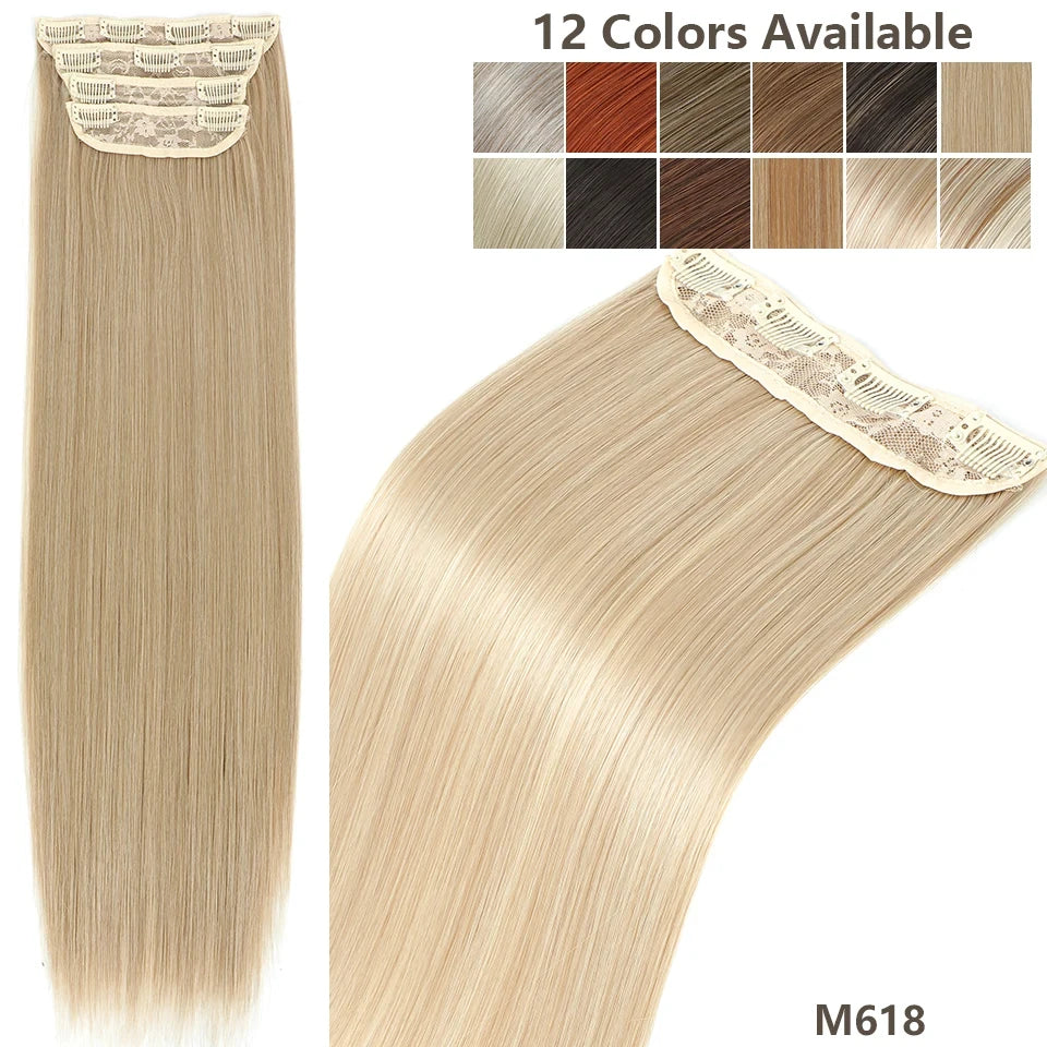 24Inches 200Grams M888 Ombre Blond 27/613 4Clips In Straight Hair Extensions Bio Heat Resistant Soft Nature Synthetic Hairpieces