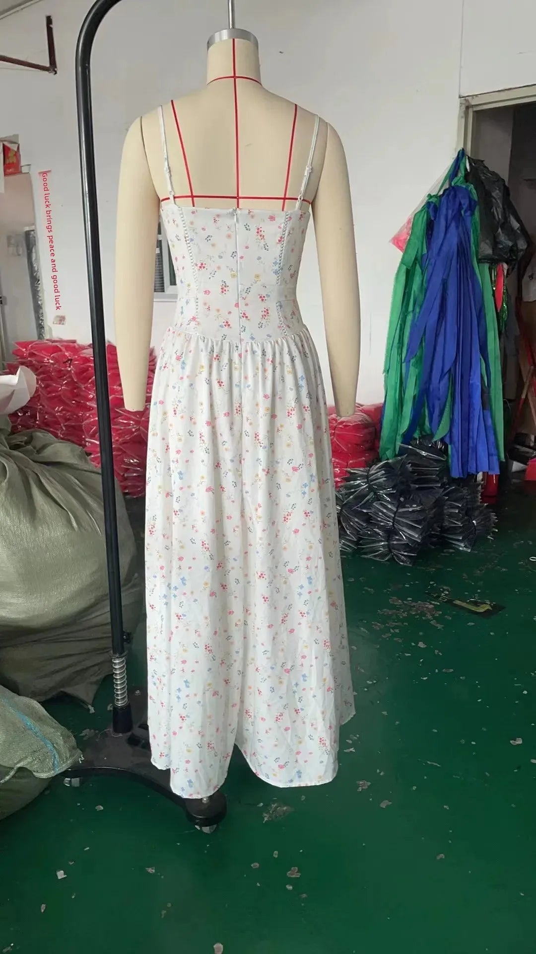 Elegant Fairylike French Style Gentle Floral Print Strapless Midi Dress Slimming Women's Fashion High End Feeling Dress