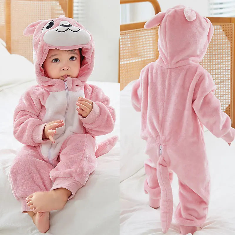 Baby Kigurumi Penguin Lion Cat Animal Cosplay Costume Winter Plush Jumpsuit for Toddler Boys 1 to 2 3 4 Years Baby Girl Outfits
