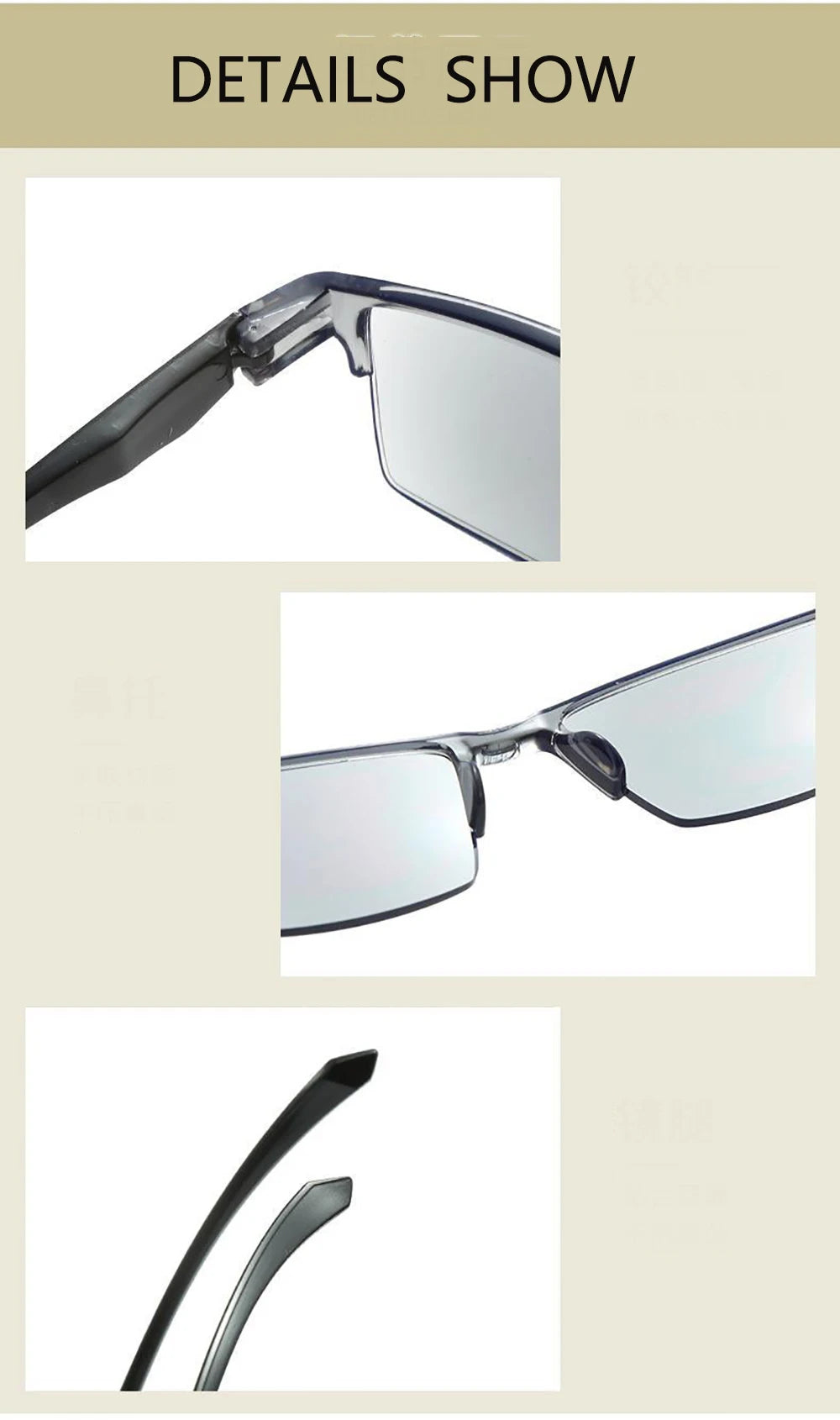 Intelligent Progressive Multifocal Reading Glasses Anti Blue Light Half Frame Spectacles Far Near Dual Use Presbyopic Glasses