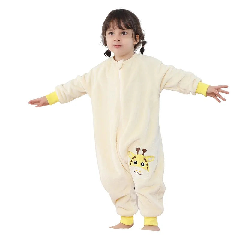 Kawaii Girls Pajamas Winter Purple Rabbit Onesie Hooded Plush Kigurumi Jumpsuit Blanket Sleeper Warm Overall Kids Nightwear Pjs