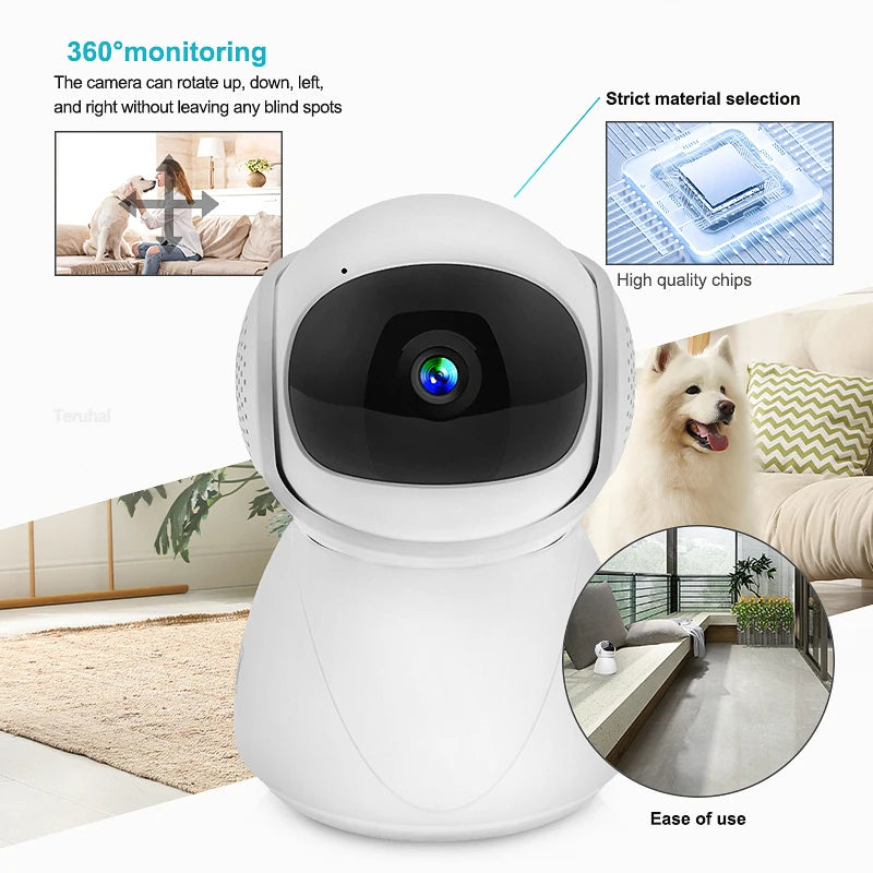 Wireless PTZ Camera Indoor Wireless WiFi Smart Home Camera Night Vision Outdoor Security Camera Baby Monitor Pet Dog Camera