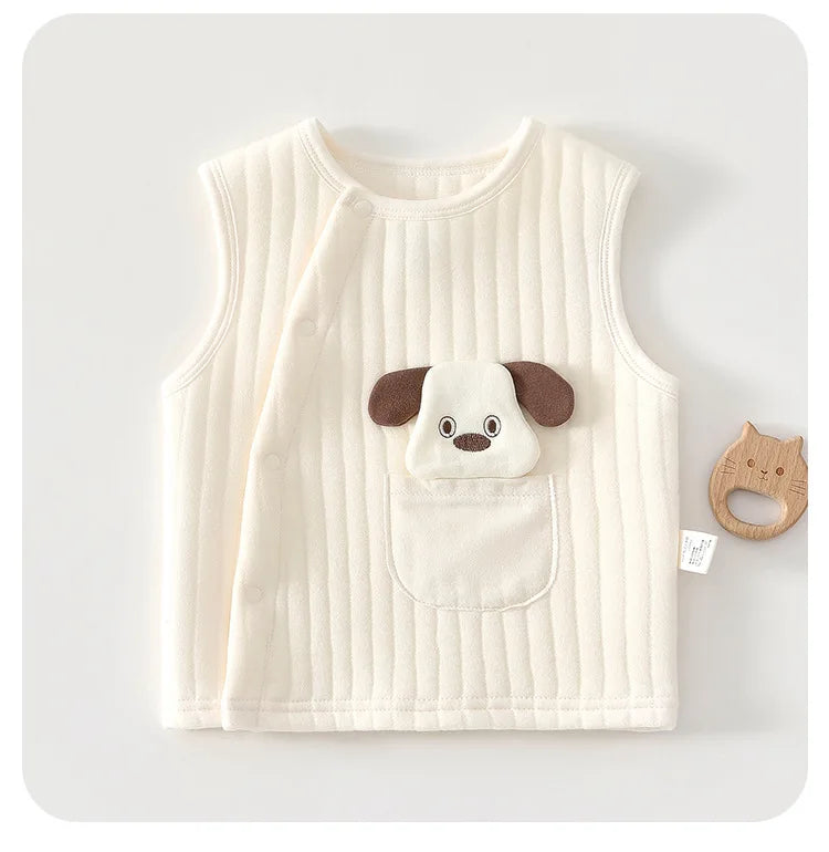 Baby Vest Autumn and Winter Warm and Thick Clothes Baby Vest Sleeveless Jacket for Children Aged 0-3