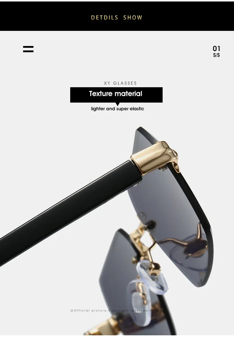 Fashion Rimless Sunglasses Men Women Popular Frameless Sun Glasses Male Female Classic Small Square Summer Travel Shades