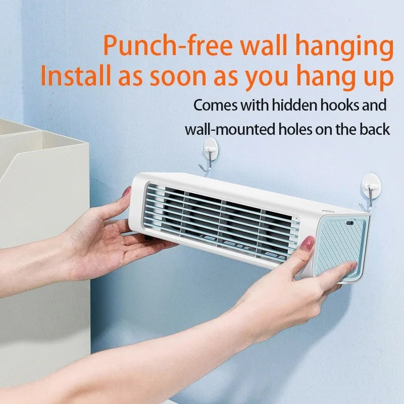 Eary Wall-mounted Fan with Remote Control Summer Strong Fan Bladeless Tower Airflow Cooling Air Conditioner Fan for Desk Kitchen