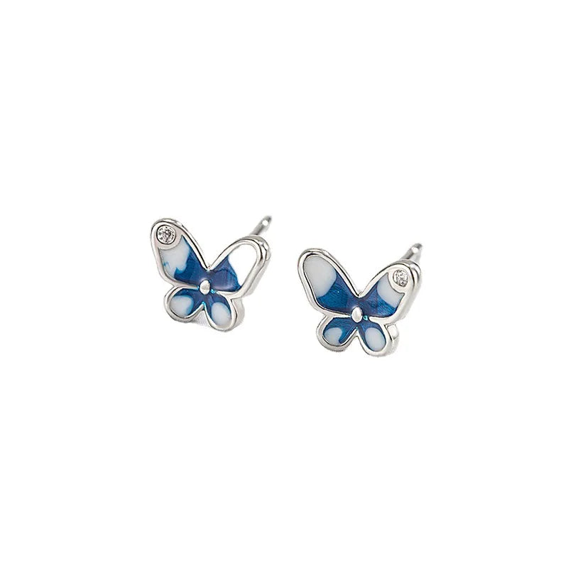925 Sterling Silver Butterfly Stud Earrings Stylish Exquisite Sweet Style Sophisticated Design High End Earrings for Women