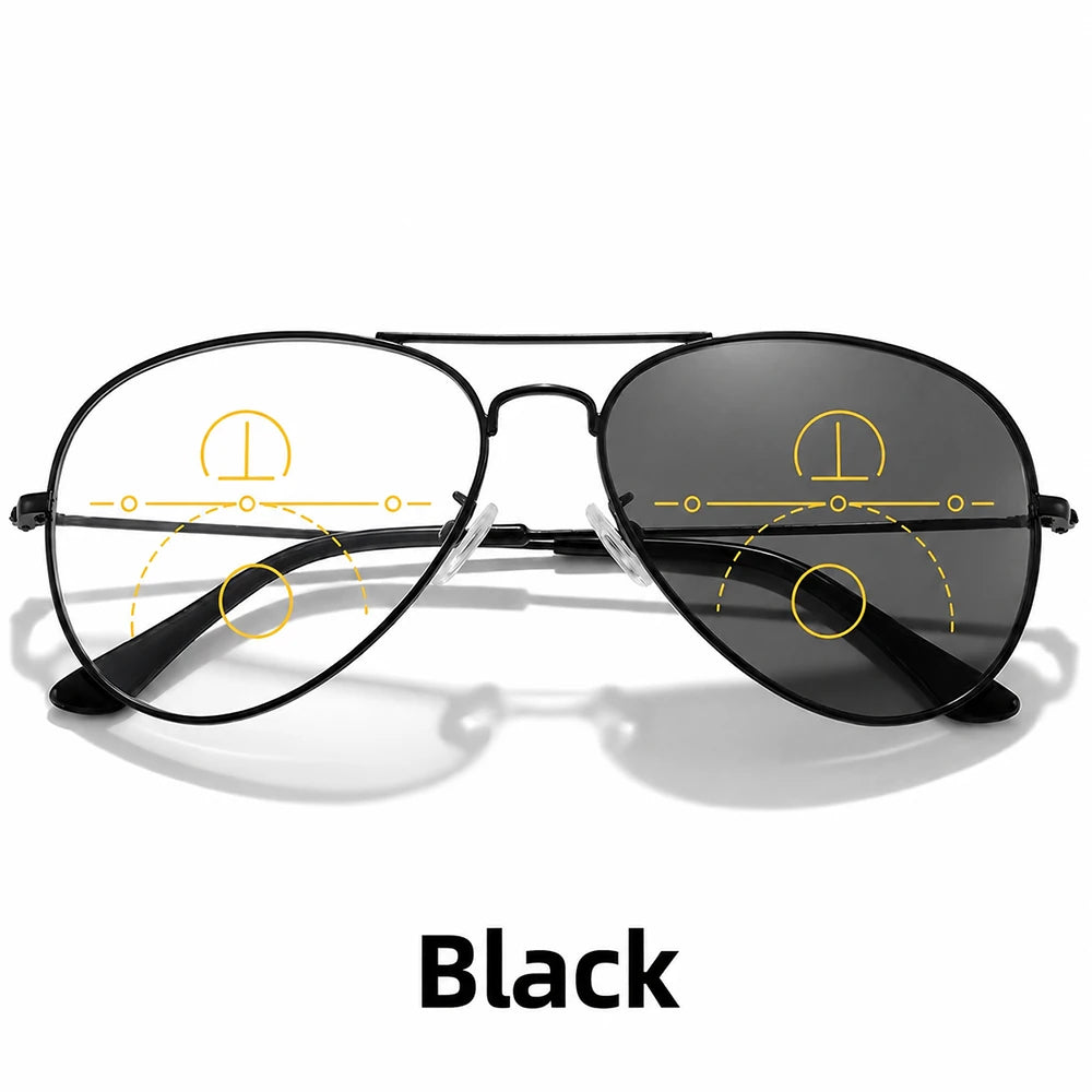 Sports Progressive Multifocal Reading glasses Intelligent Photochromic Men Luxury Finished Near Far Sight Sunglasses 1.0-3.0