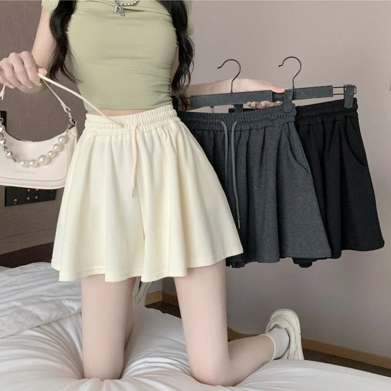 2026 High Waist Wide Leg Sports Shorts Women's Summer New Loose Fit A-Line Shorts Casual Versatile Comfortable Short Pants