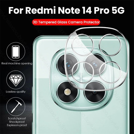 1-3Pcs HD Camera Glass For Redmi Note 14 Pro 5G 4G Clear 3D Ctystal Tempered Glass Lens Ziai Redmy Note14Pro Note14 Note15 Pro+