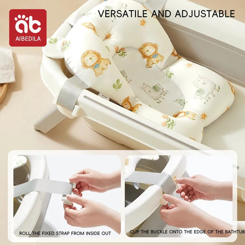Portable Baby Bathtub Pad Ajustable Bath Tub Shower Cushion Newborn Support Seat Mat Foldable Baby Bath Seat Floating Water Pad