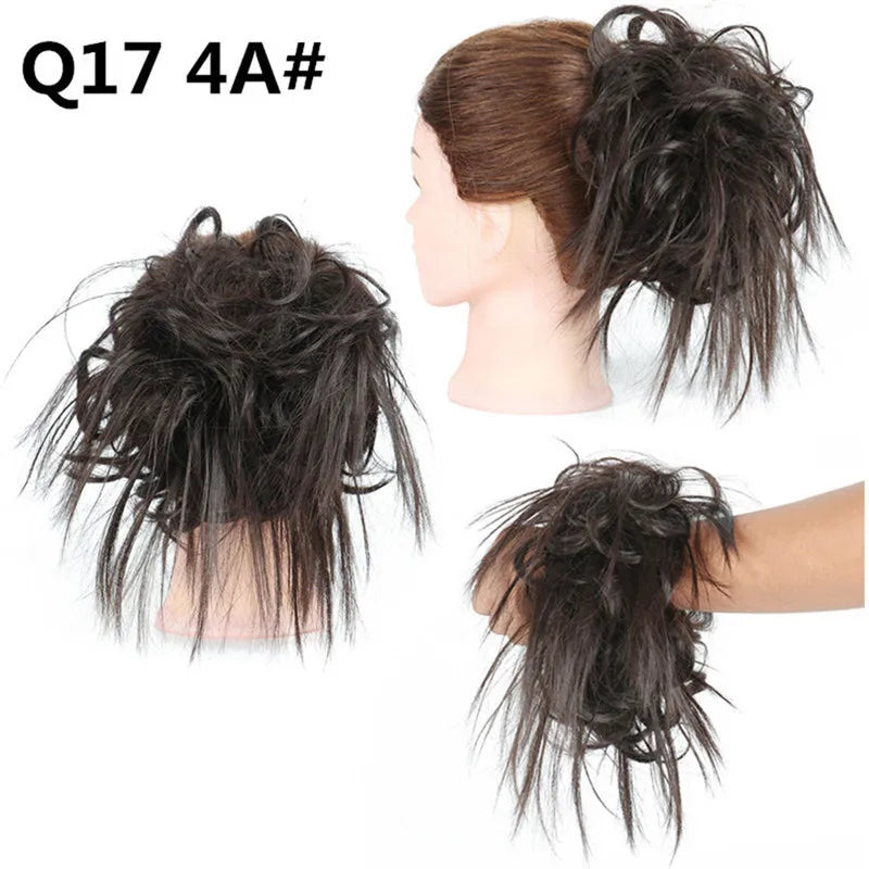 Synthetic Hair Bun Extensions Messy Curly Elastic Hair Scrunchies Hairpieces Synthetic Chignon Donut Updo Hair Pieces for Women