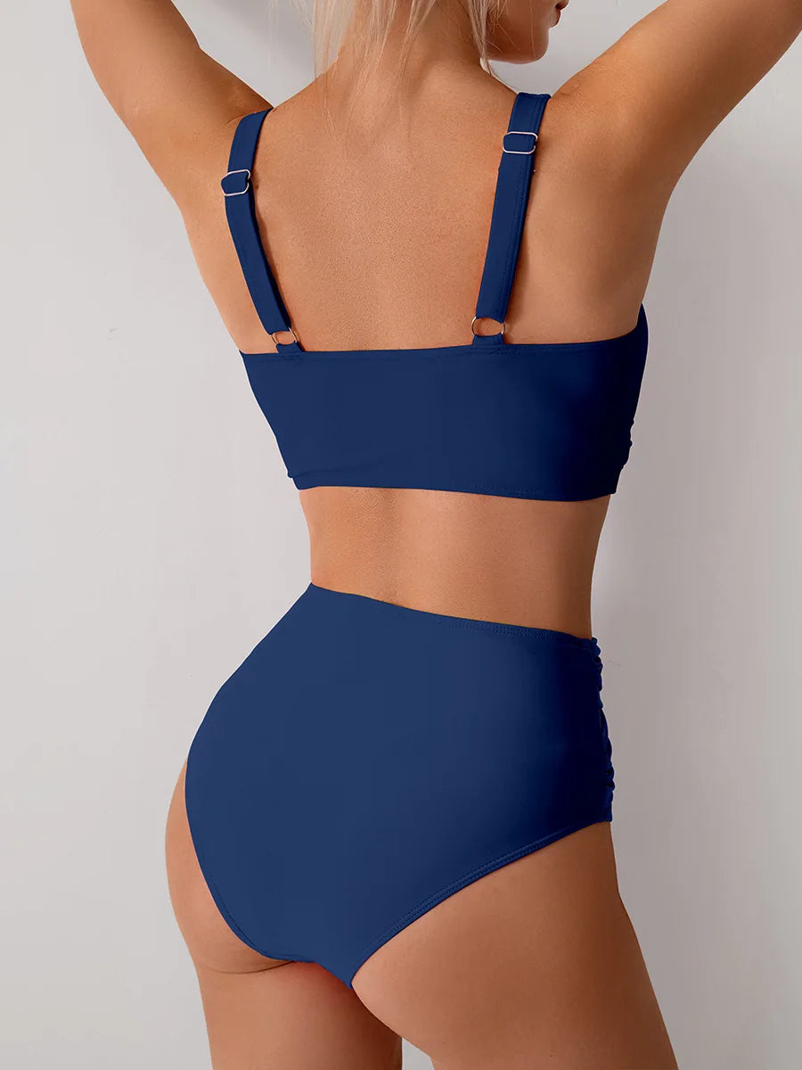 VigoBreviya 2026 Sexy Solid Strapped Swimwear Women Cross Push Up Bikini Set Brazilian Lady Swimsuit High Waist Beach Bath Suit