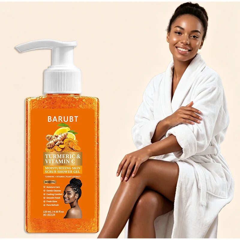 Turmeric&Vitamin C Moisturizing Body Wash, Exfoliating Cleansing Smoothing Body Wash, Gentle Scrub Finish Refreshing Natural Sce