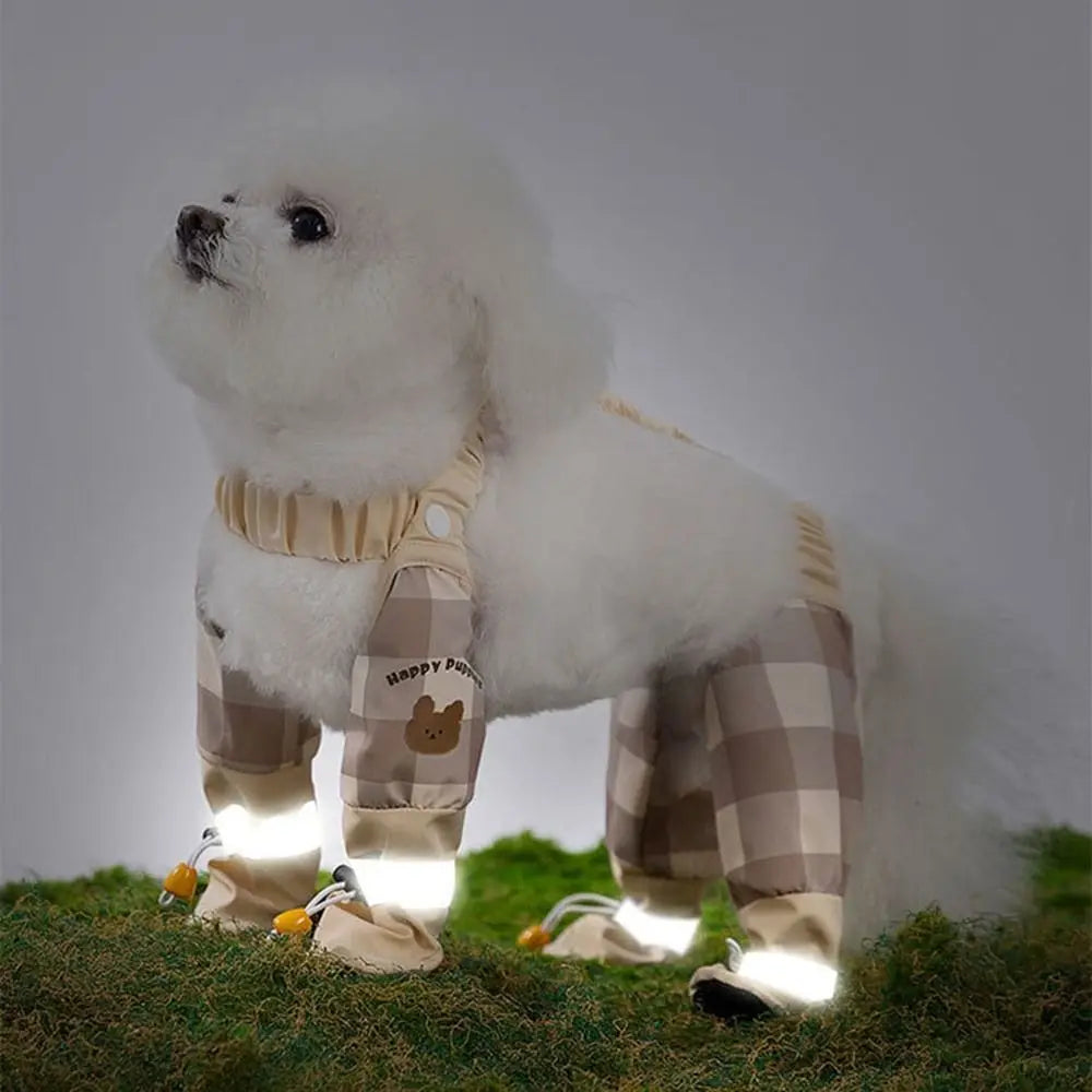 Full Leg Protection Reflective Stripe Pet Pants Adjustable Dustproof Dog Jumpsuit Shoes Anti-Slip Waterproof Pet Going Out Pants