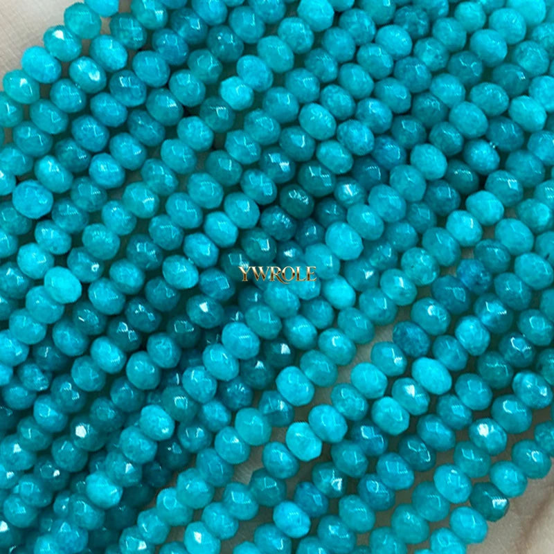 3x4mm Rondelle Faceted Natural Stone Chalcedony Tourmaline Color Loose Spacer Beads for Jewelry Making Diy Bracelet Accessories