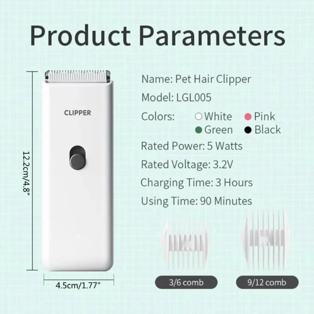 Professional Dog Hair Clipper Waterproof Wireless Cat Grooming Clipper Mute Low Noise Pet Electric Clipper For Cats and Dogs