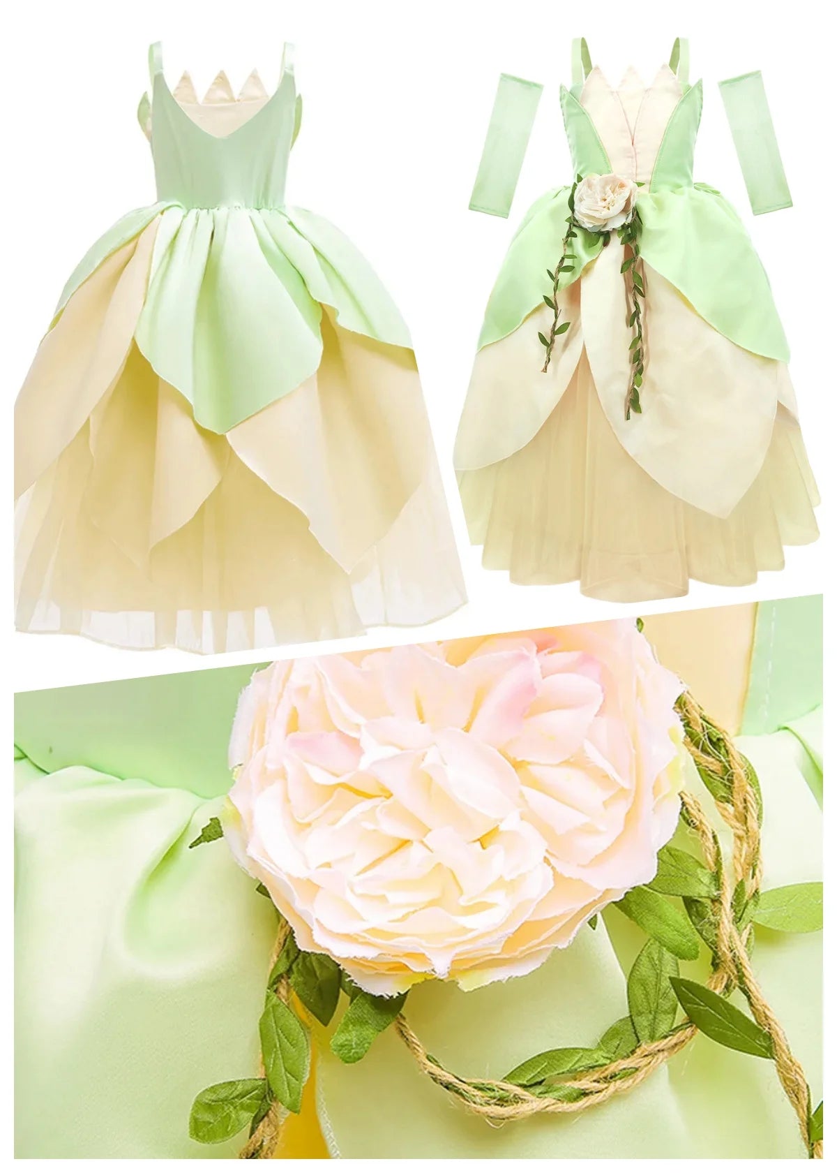 Halloween Child Cosplay Costume Toddler Girls Fancy Princess Ball Deluxe Gown 2025 Girl's Birthday Princess Tiana Dress Up