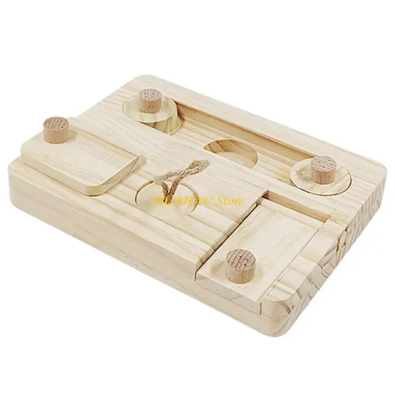 J6BB Small Pets Feeder Entertainment Puzzle Foraging Toy Treats Wooden Feeders Dispenser Funny Training Toy for Hamsters