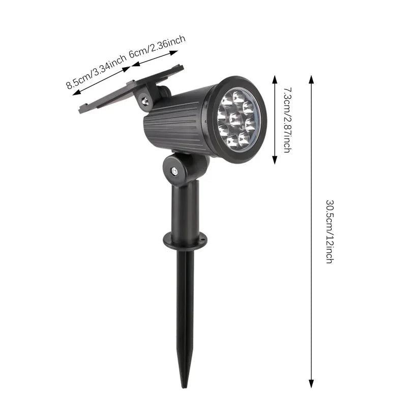Solar LED Spotlight for Outdoor Garden Landscape Lighting Waterproof Solar Powered Spot Lights for Garden Lawn Yard Walkway