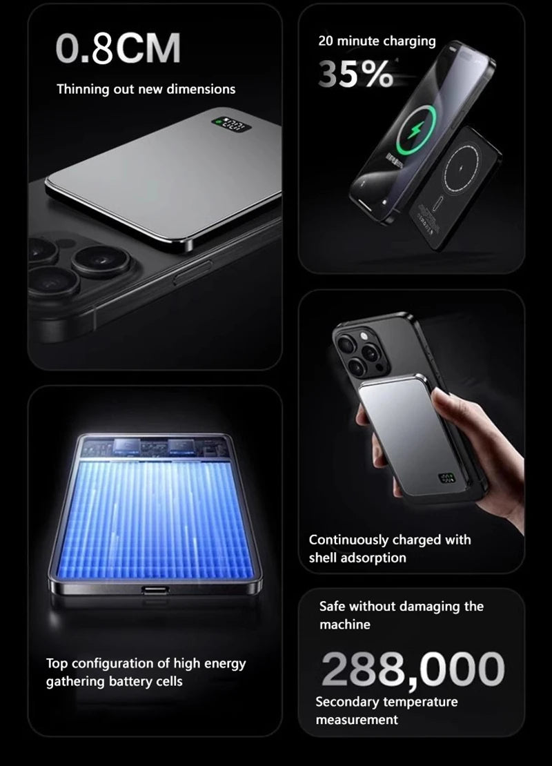 Lenovo 30000mah High-capacity Magnetic Wireless Fastcharging Powerbank Lightweight Portable For Air Travel With External Battery