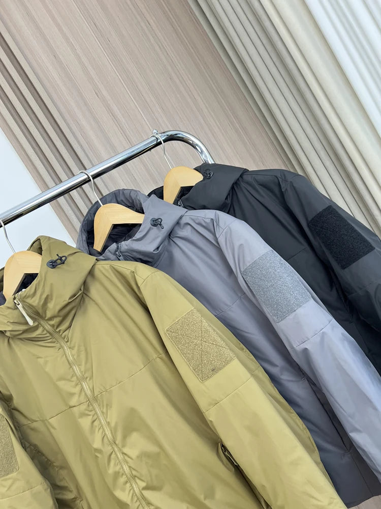 Winter Windproof Cotton Jacket For Men Outdoor Waterproof Hooded Thicken Coat American Casual Fashion Simple Warm Overcoat