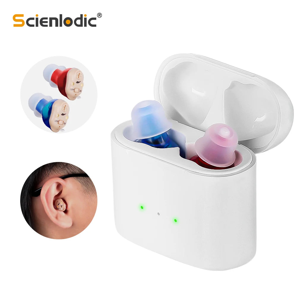 Wireless Elderly Hearing Aid Mini Invisible Hearing Aids Rechargeable Headphones ITE Deaf The Listening Device Sound Amplifiers