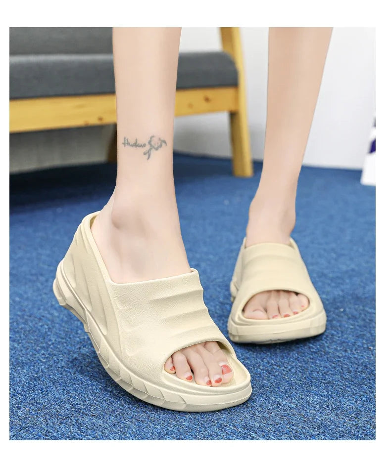 Outdoor Ladies Sandals Women Platform Flip Flops Slippers Height Increasing 8cm Summer Fashion Open Toe White Zapatos Mujer
