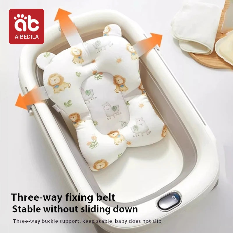Portable Baby Bathtub Pad Ajustable Bath Tub Shower Cushion Newborn Support Seat Mat Foldable Baby Bath Seat Floating Water Pad