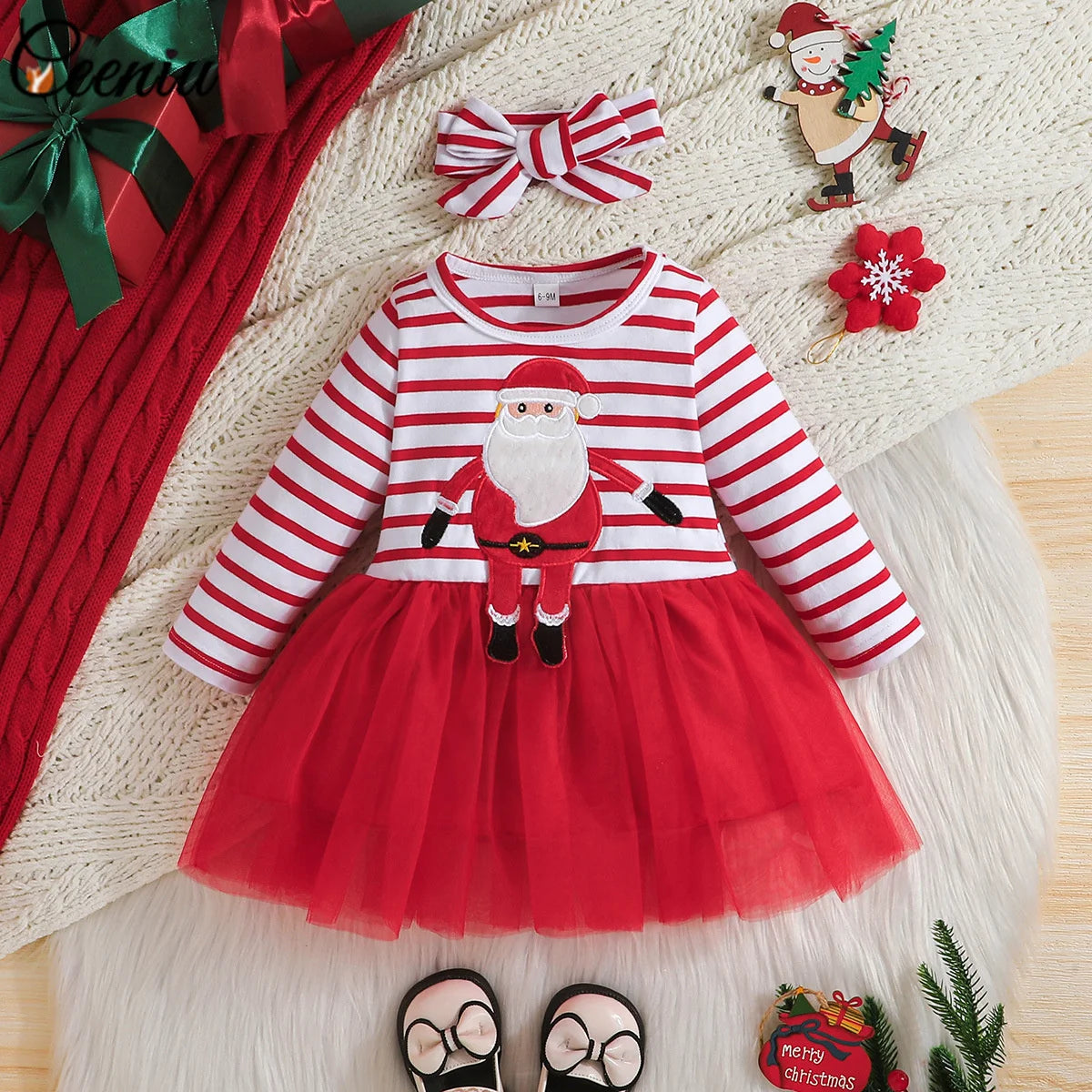 Baby Dress For New Year Green Tree Print Xmas Christmas Dress For Newborns Toddler My First New Year Girls Costumes