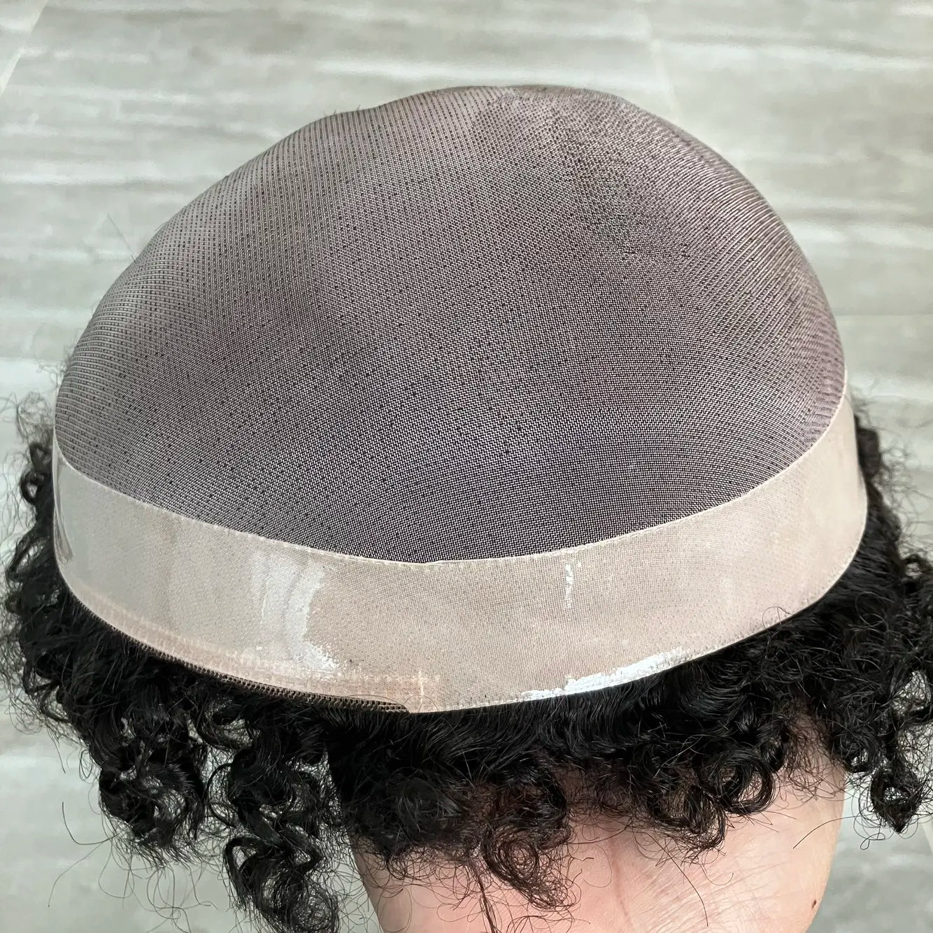 Curly Men's Wig 15mm Black Brown Human Hair Mono NPU Breathable Toupee18mm 20mm Curly Durable Male Replacement System Prosthesis