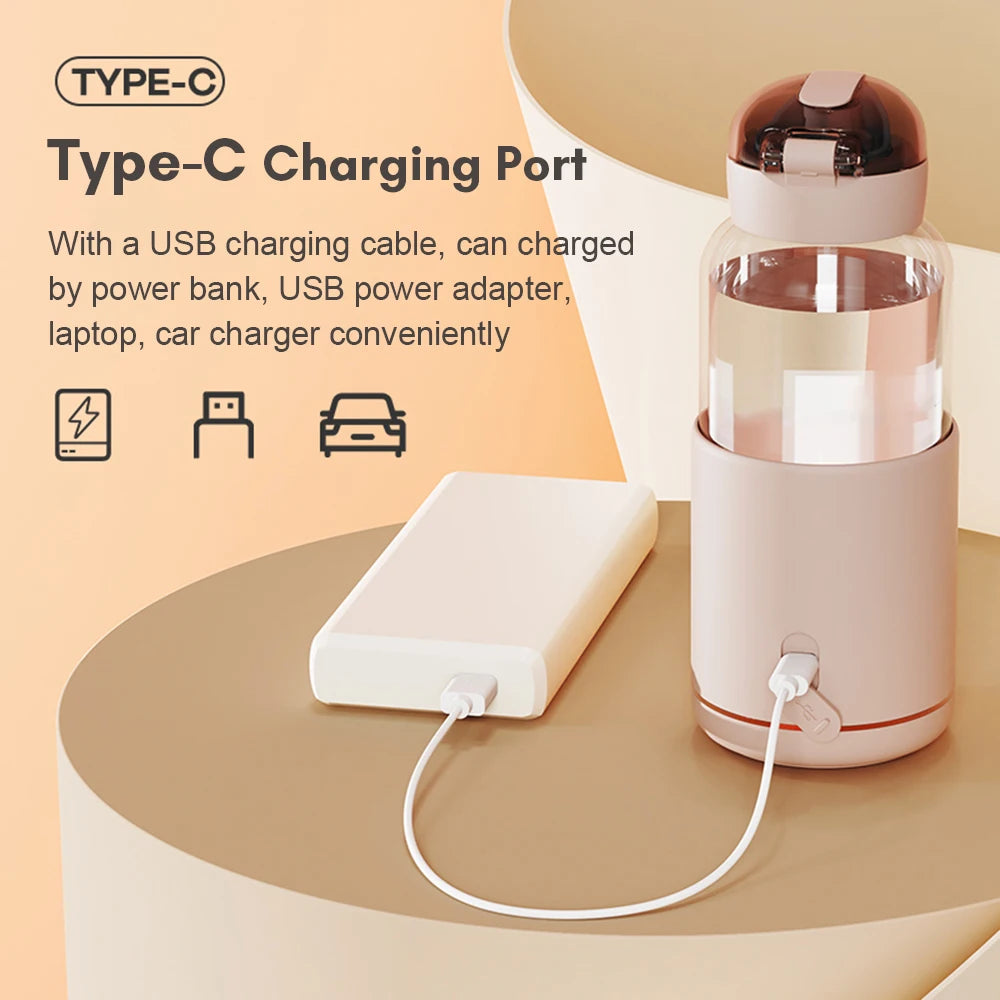 Portable Bottle Warmers For Baby Milk USB Rechargeable 37-55℃ Temperature Control Wireless Electric Baby Bottle Heater On-the-go