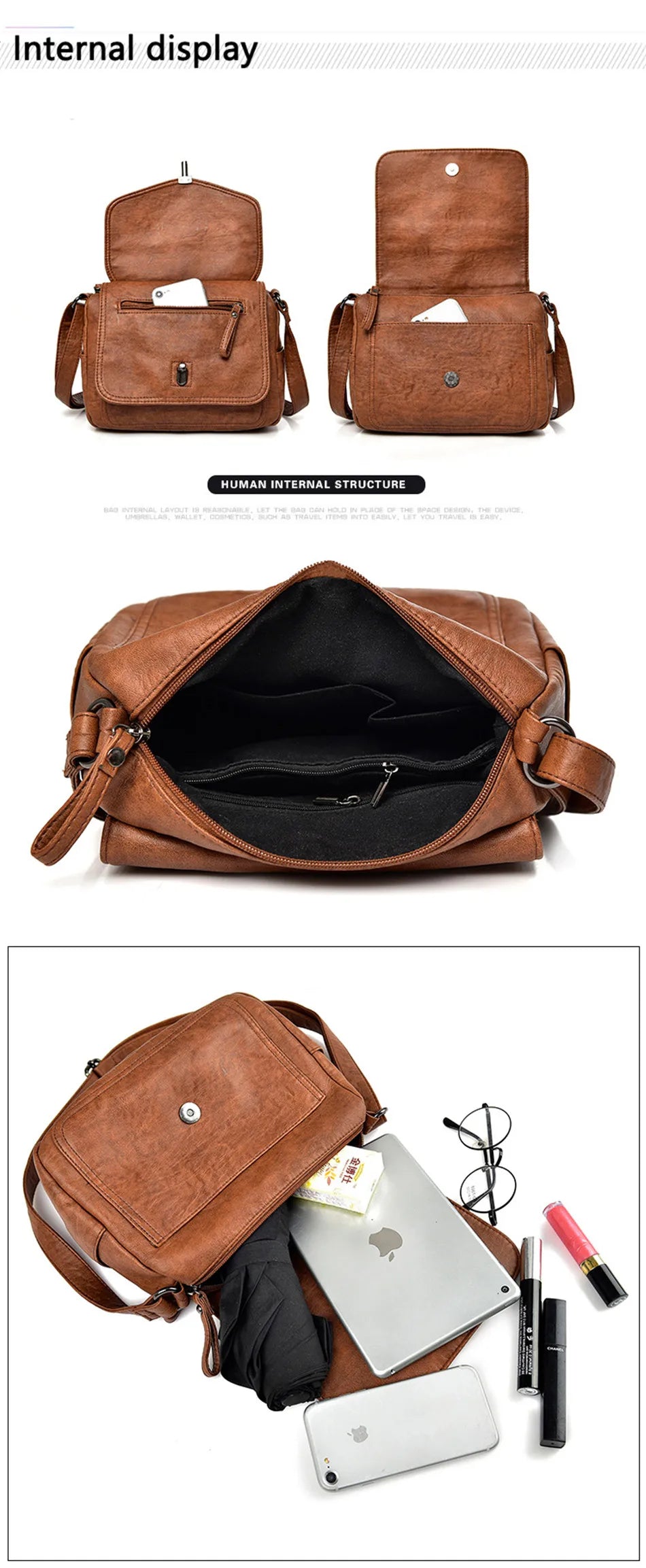 Vintage Soft Leather Women's Crossbody Bag Luxury Designer Handbag Small 2024 Sac a Femme Femmels' Shoulder Bags
