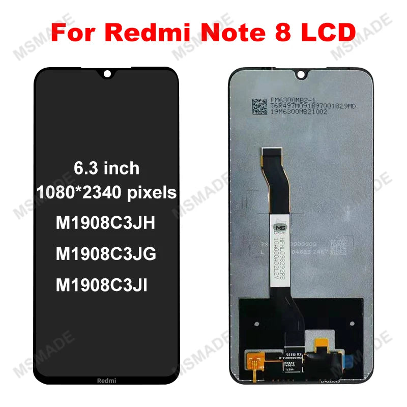 AAA Super IPS For Xiaomi Redmi Note 8 Pro M1906G7I Display With Frame Digitizer LCD Replacement Pantalla For Redmi Note 8 LCD