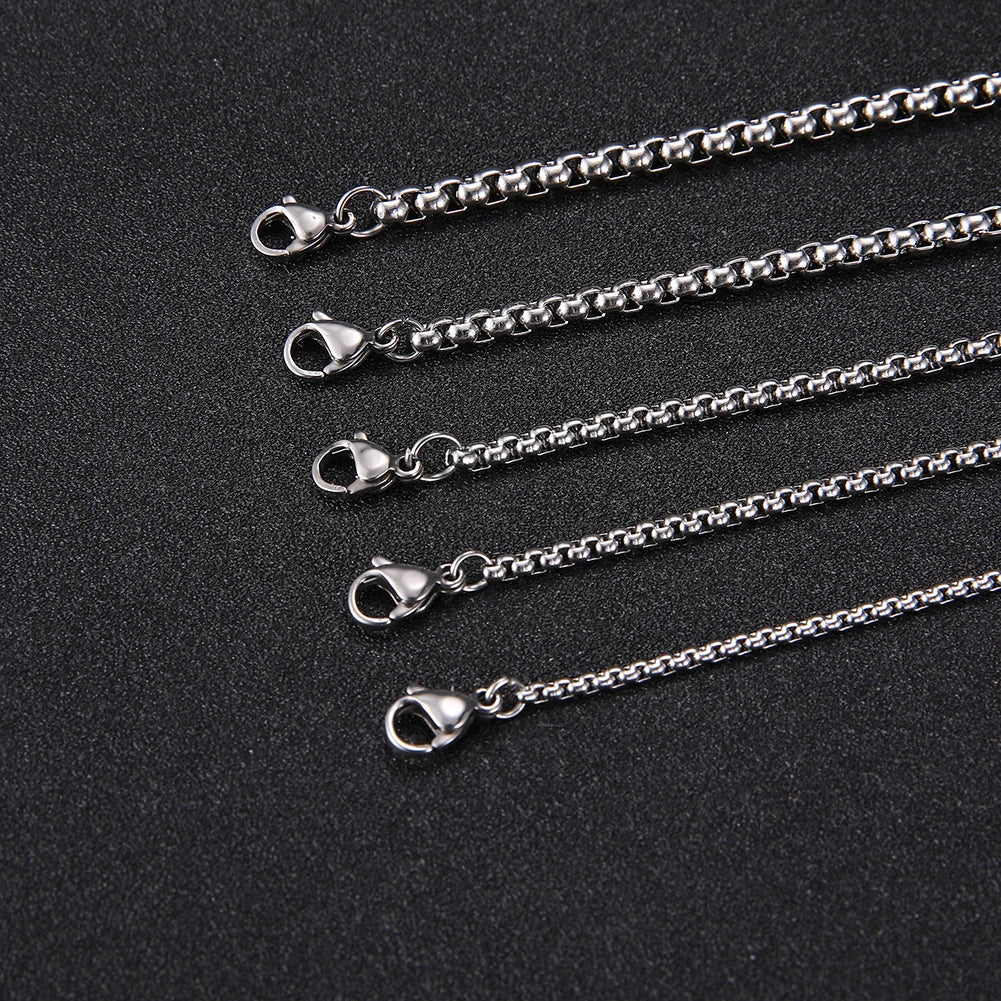 My Shape 10 pcs 60cm Box Chain Necklaces for Men 24 Inch Box Chain 2-3mm Chains Chokers Steel Color Fashion Jewelry Boys Gifts