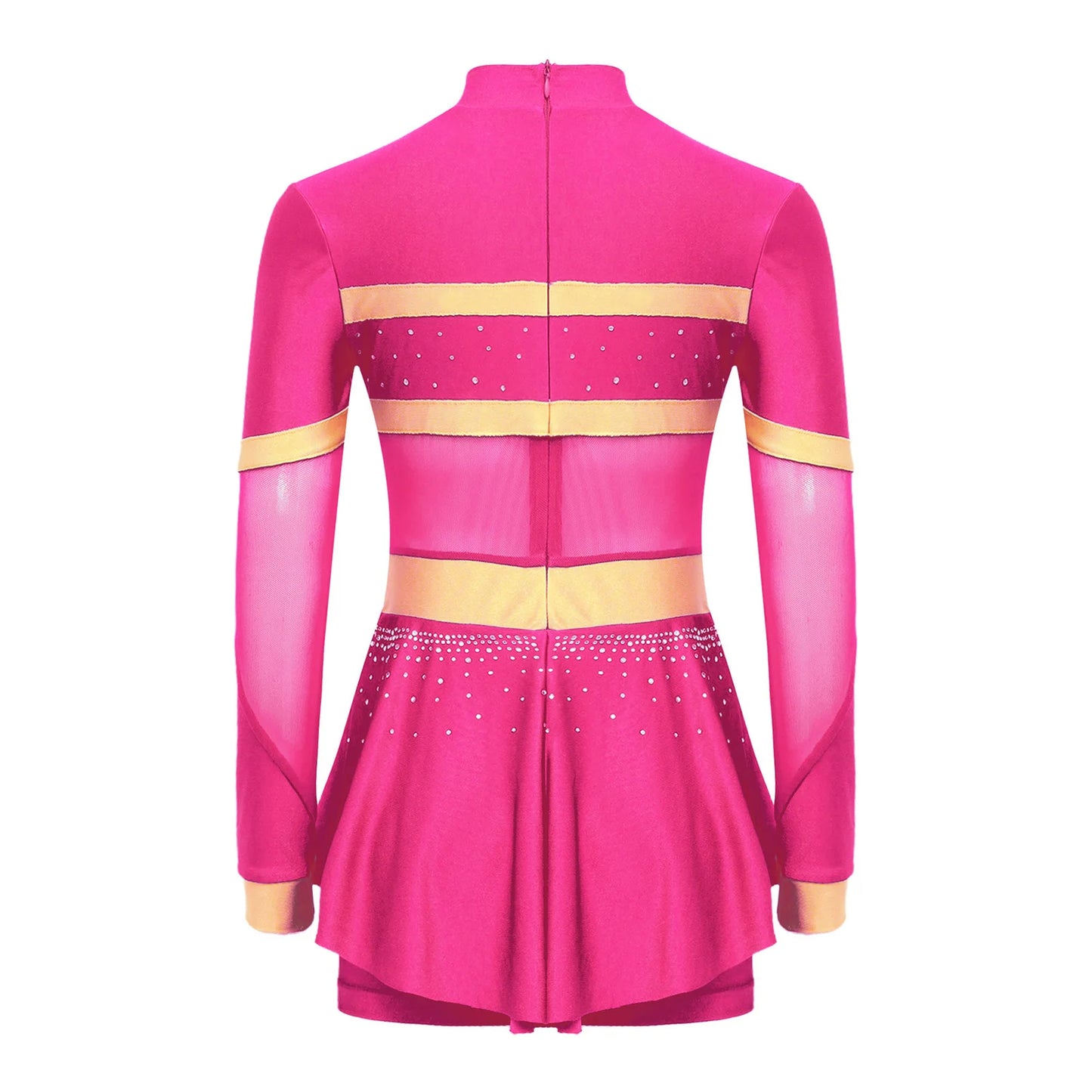 Girls Cheerleader Costume Long Sleeve Cheerleading Uniform Children Cheer Dance Dress Hand Flower Socks Stage Dancewear Sets